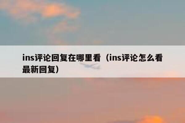 ins评论回复在哪里看（ins评论怎么看最新回复） 第1张