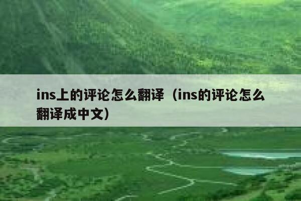 ins上的评论怎么翻译（ins的评论怎么翻译成中文） 第1张