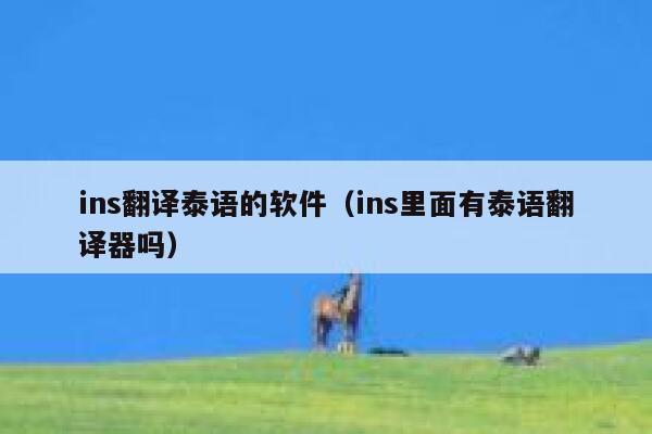 ins翻译泰语的软件(ins里面有泰语翻译器吗) 第1张 ins翻译泰语的软件(ins里面有泰语翻译器吗) 第1张