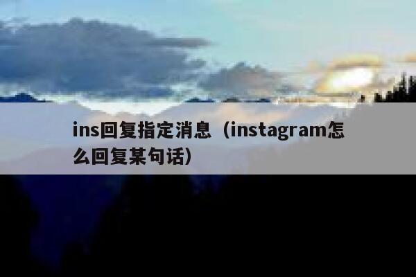 ins回复指定消息（instagram怎么回复某句话） 第1张