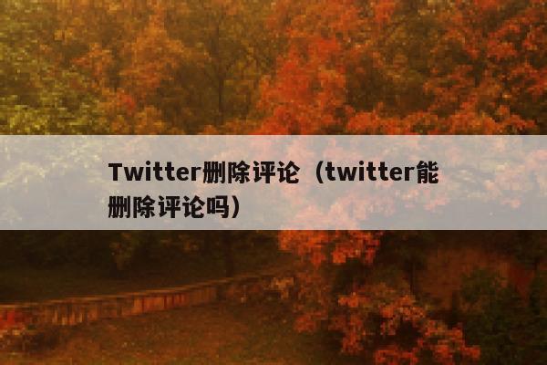Twitter删除评论(twitter能删除评论吗) 第1张 Twitter删除评论(twitter能删除评论吗) 第1张