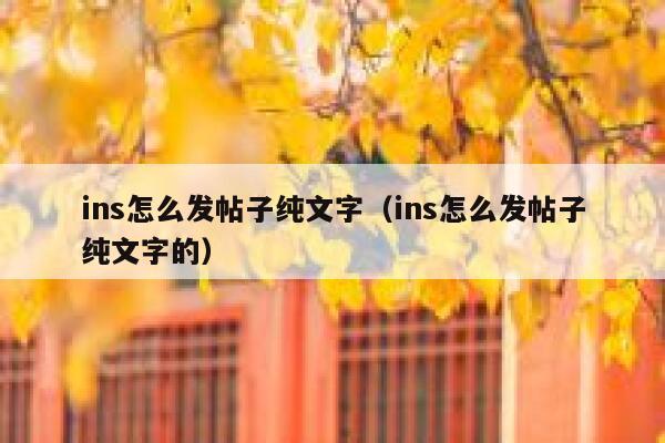 ins怎么发帖子纯文字（ins怎么发帖子纯文字的） 第1张