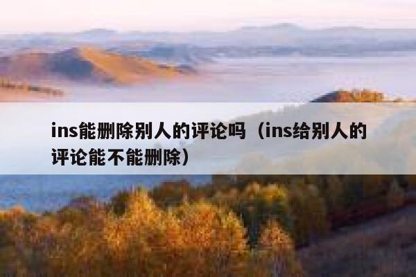 ins能删除别人的评论吗(ins给别人的评论能不能删除) 第1张 ins能删除别人的评论吗(ins给别人的评论能不能删除) 第1张