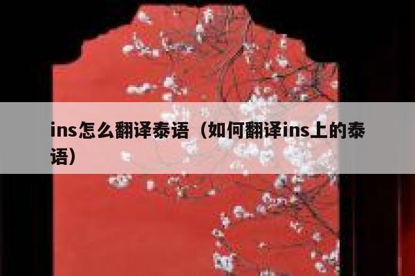 ins怎么翻译泰语(如何翻译ins上的泰语) 第1张 ins怎么翻译泰语(如何翻译ins上的泰语) 第1张