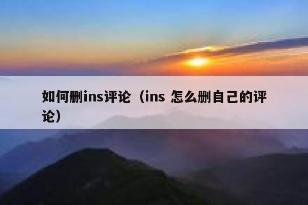 如何删ins评论（ins 怎么删自己的评论） 第1张