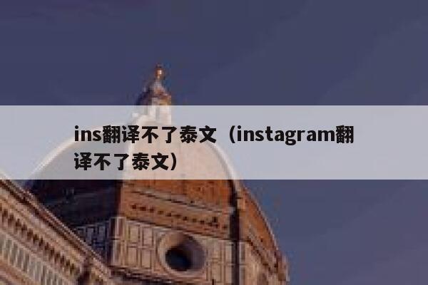 ins翻译不了泰文（instagram翻译不了泰文） 第1张