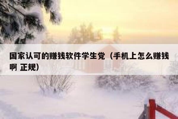 国家认可的赚钱软件学生党（手机上怎么赚钱啊 正规） 第1张