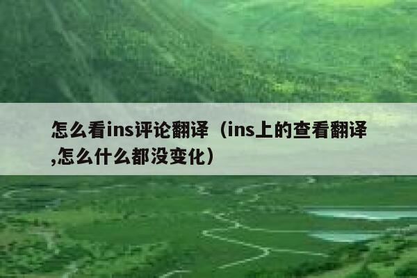 怎么看ins评论翻译（ins上的查看翻译,怎么什么都没变化） 第1张