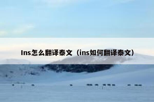 Ins怎么翻译泰文（ins如何翻译泰文） 第1张