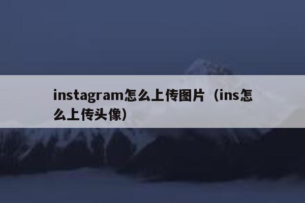 instagram怎么上传图片（ins怎么上传头像） 第1张