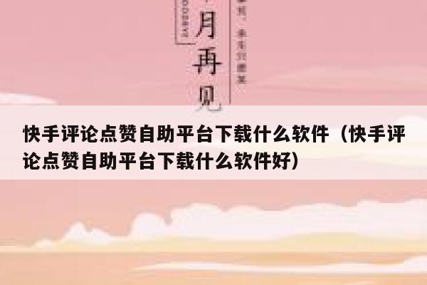快手评论点赞自助平台下载什么软件（快手评论点赞自助平台下载什么软件好） 第1张