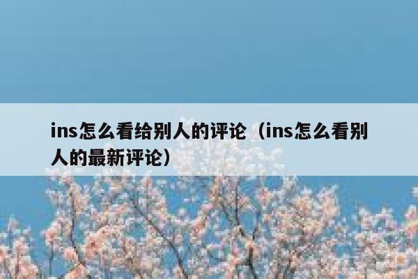 ins怎么看给别人的评论（ins怎么看别人的最新评论） 第1张