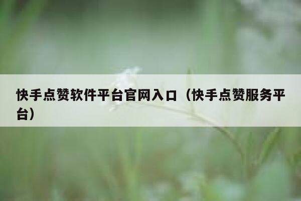 快手点赞软件平台官网入口（快手点赞服务平台） 第1张