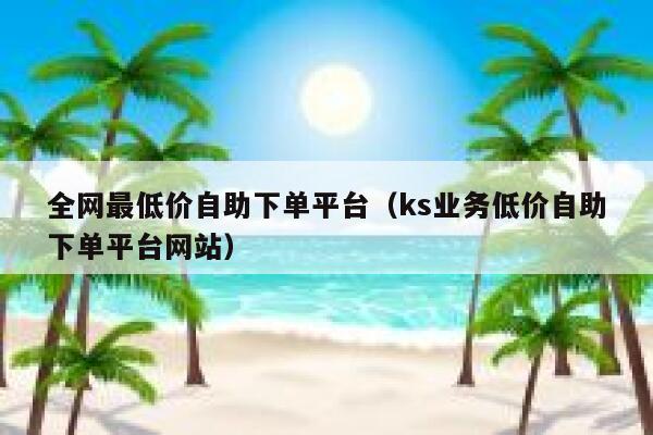 全网最低价自助下单平台（ks业务低价自助下单平台网站） 第1张