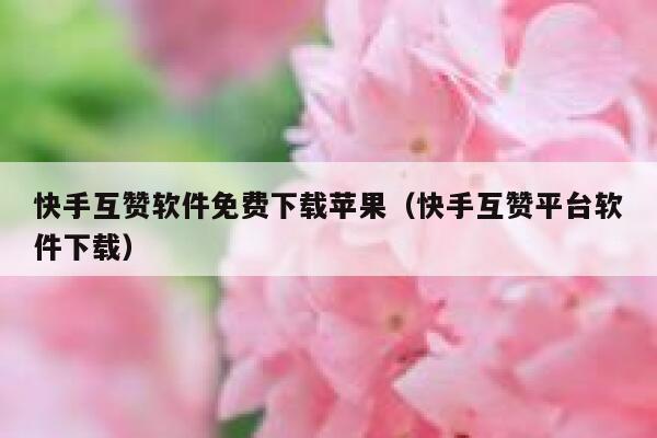 快手互赞软件免费下载苹果（快手互赞平台软件下载） 第1张