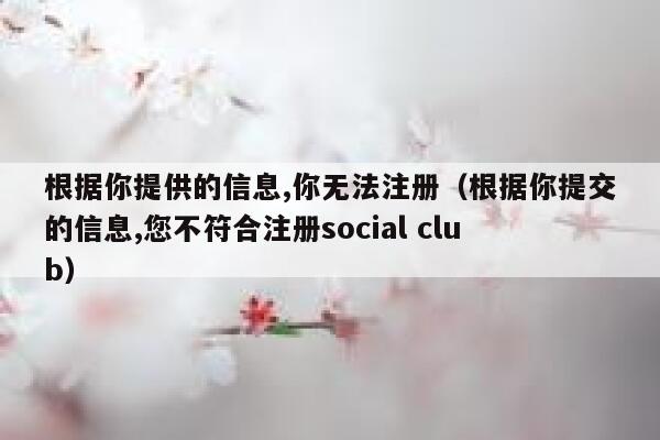 根据你提供的信息,你无法注册(根据你提交的信息,您不符合注册social club) 第1张 根据你提供的信息,你无法注册(根据你提交的信息,您不符合注册social club) 第1张