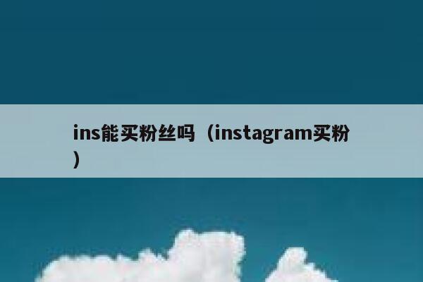 ins能买粉丝吗（instagram买粉） 第1张