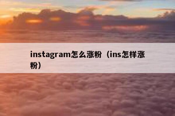 instagram怎么涨粉（ins怎样涨粉） 第1张