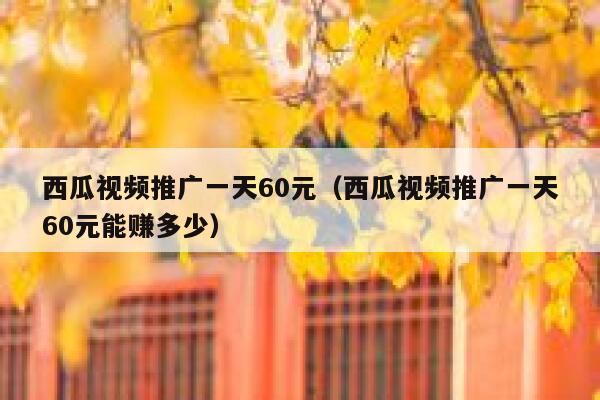 西瓜视频推广一天60元(西瓜视频推广一天60元能赚多少) 第1张 西瓜视频推广一天60元(西瓜视频推广一天60元能赚多少) 第1张
