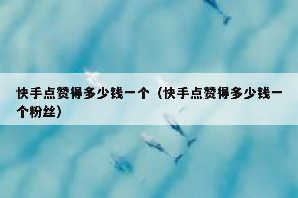 快手点赞得多少钱一个（快手点赞得多少钱一个粉丝） 第1张