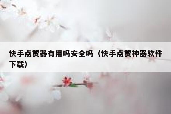 快手点赞器有用吗安全吗（快手点赞神器软件下载） 第1张