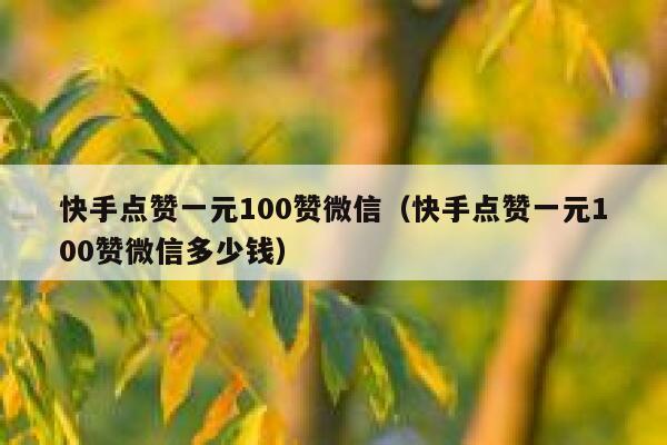 快手点赞一元100赞微信（快手点赞一元100赞微信多少钱） 第1张