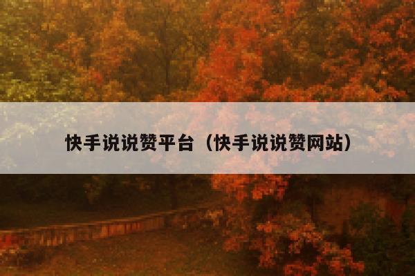 快手说说赞平台（快手说说赞网站） 第1张