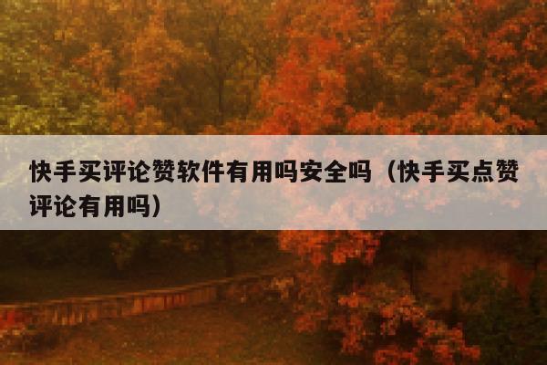 快手买评论赞软件有用吗安全吗（快手买点赞评论有用吗） 第1张
