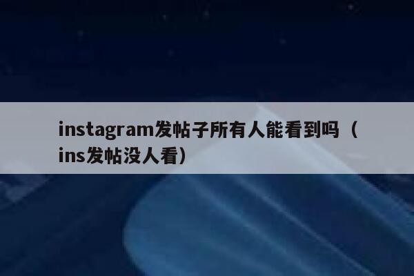 instagram发帖子所有人能看到吗（ins发帖没人看） 第1张