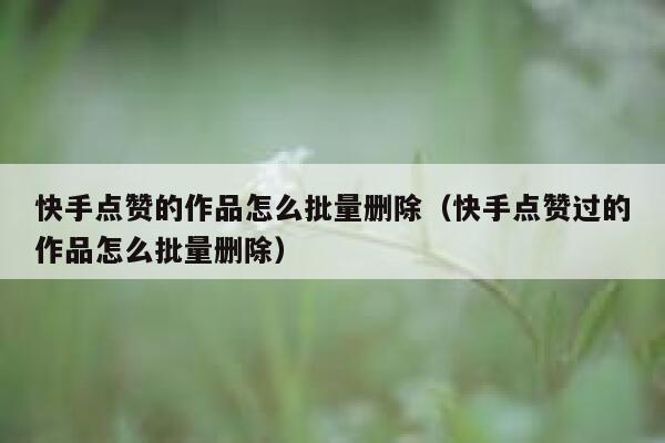 快手点赞的作品怎么批量删除(快手点赞过的作品怎么批量删除) 第1张 快手点赞的作品怎么批量删除(快手点赞过的作品怎么批量删除) 第1张