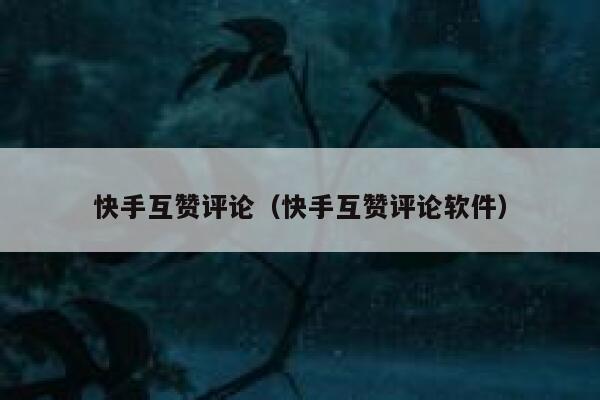 快手互赞评论（快手互赞评论软件） 第1张