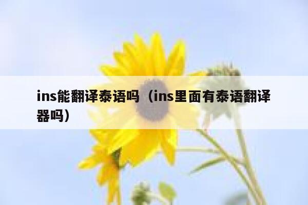 ins能翻译泰语吗(ins里面有泰语翻译器吗) 第1张 ins能翻译泰语吗(ins里面有泰语翻译器吗) 第1张