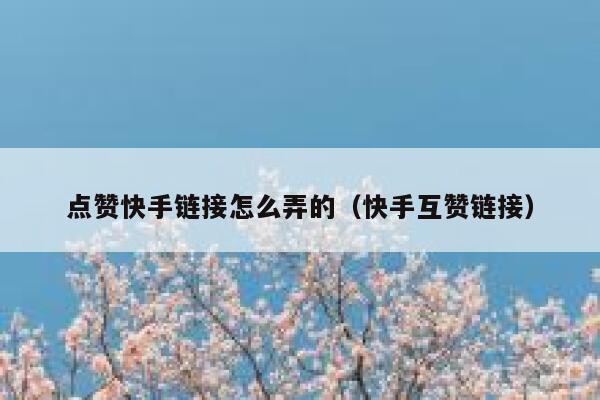 点赞快手链接怎么弄的（快手互赞链接） 第1张