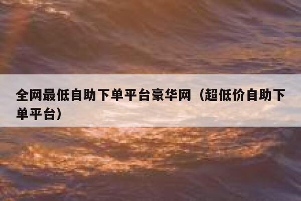 全网最低自助下单平台豪华网（超低价自助下单平台） 第1张