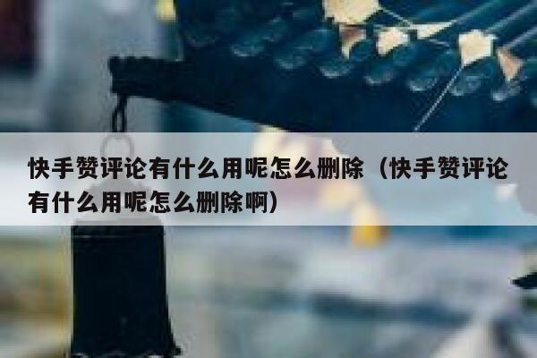 快手赞评论有什么用呢怎么删除（快手赞评论有什么用呢怎么删除啊） 第1张