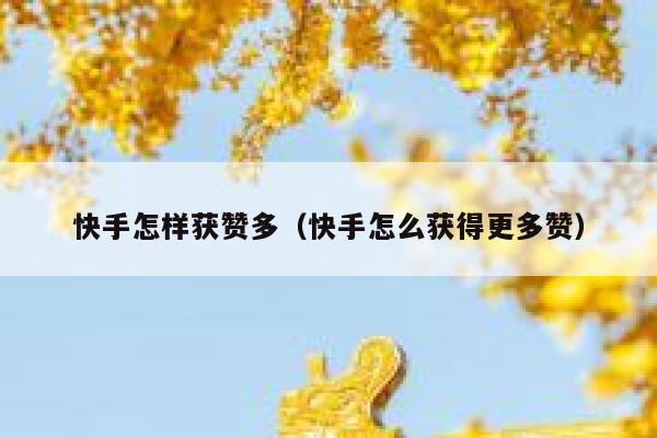 快手怎样获赞多（快手怎么获得更多赞） 第1张