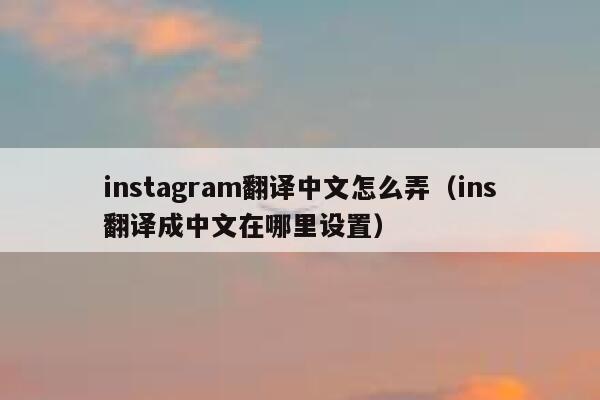 instagram翻译中文怎么弄(ins翻译成中文在哪里设置) 第1张 instagram翻译中文怎么弄(ins翻译成中文在哪里设置) 第1张