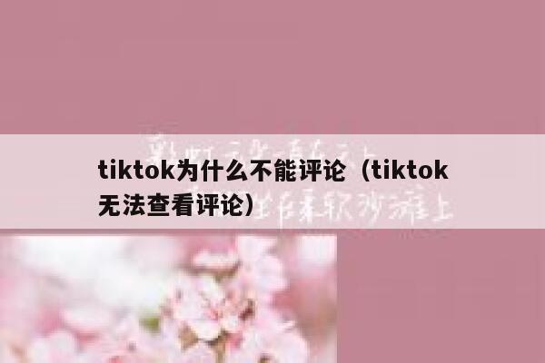 tiktok为什么不能评论（tiktok无法查看评论） 第1张