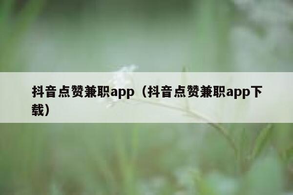 抖音点赞兼职app（抖音点赞兼职app下载） 第1张