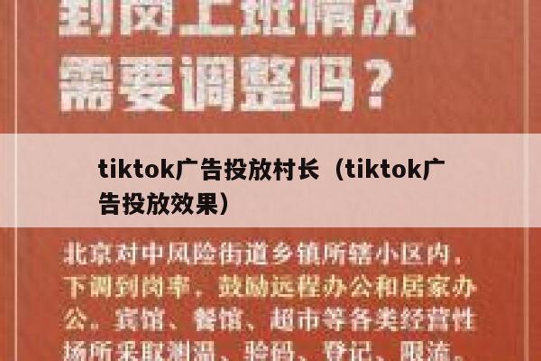 tiktok广告投放村长（tiktok广告投放效果） 第1张