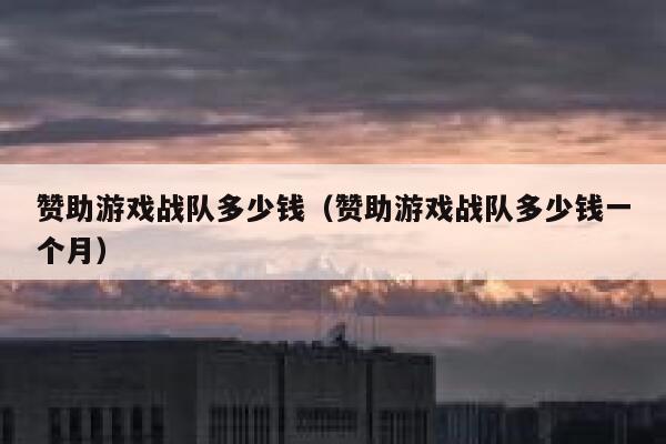 赞助游戏战队多少钱（赞助游戏战队多少钱一个月） 第1张