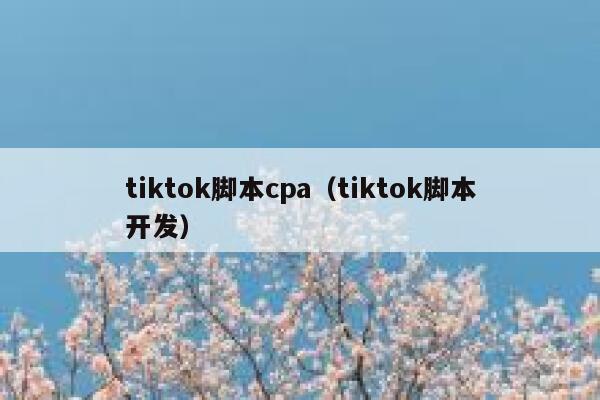 tiktok脚本cpa（tiktok脚本开发） 第1张