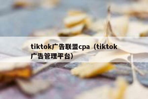 tiktok广告联盟cpa（tiktok广告管理平台） 第1张