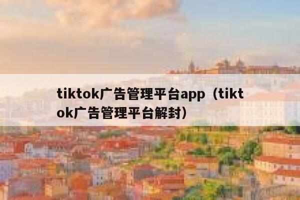tiktok广告管理平台app（tiktok广告管理平台解封） 第1张