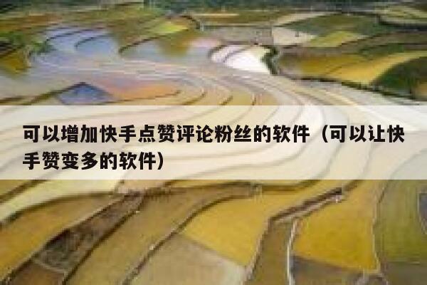 可以增加快手点赞评论粉丝的软件(可以让快手赞变多的软件) 第1张 可以增加快手点赞评论粉丝的软件(可以让快手赞变多的软件) 第1张