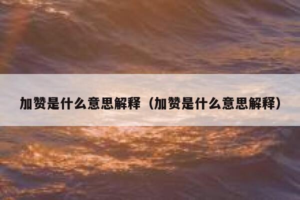 加赞是什么意思解释（加赞是什么意思解释） 第1张