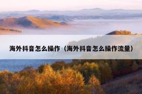 海外抖音怎么操作（海外抖音怎么操作流量） 第1张