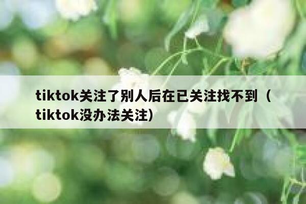 tiktok关注了别人后在已关注找不到(tiktok没办法关注) 第1张 tiktok关注了别人后在已关注找不到(tiktok没办法关注) 第1张