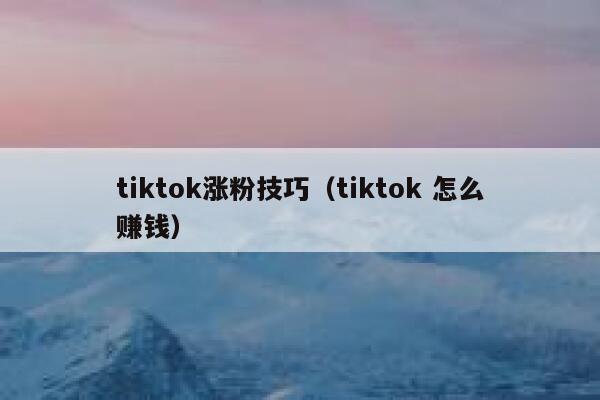 tiktok涨粉技巧(tiktok 怎么赚钱) 第1张 tiktok涨粉技巧(tiktok 怎么赚钱) 第1张