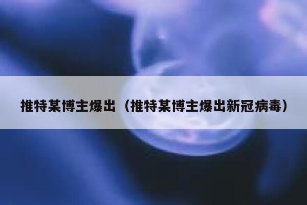 推特某博主爆出（推特某博主爆出新冠病毒） 第1张